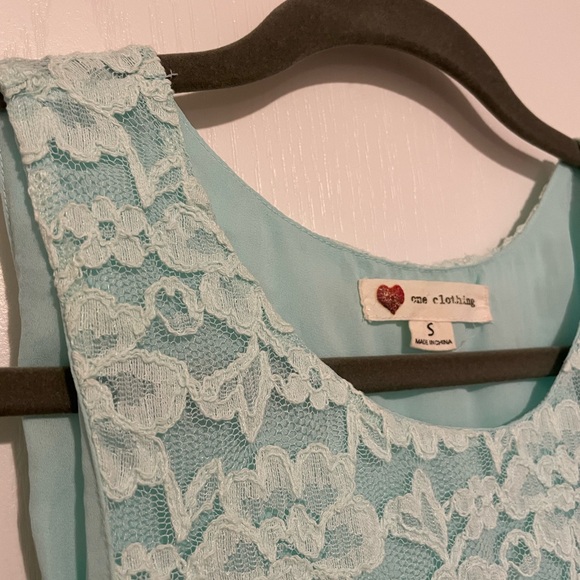 3/$20 | One Clothing - Mint Lace Tank Blouse - Picture 3 of 4